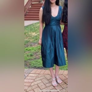 BCBGeneration green satin pleated dress